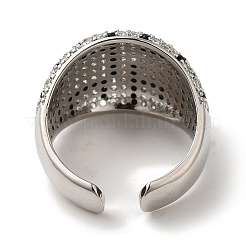 Полка покрытие латунь микро паве кубический цирконий широкие манжеты кольца для женщин&nbsp;RJEW-G323-04P