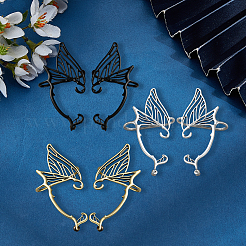 6 шт. серьги-гвоздики в форме крыльев бабочки из двухцветного сплава&nbsp;EJEW-GO0003-01