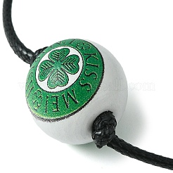 Деревянные круглые плетеные браслеты из бисера ко Дню Святого Патрика&nbsp;BJEW-JB09595