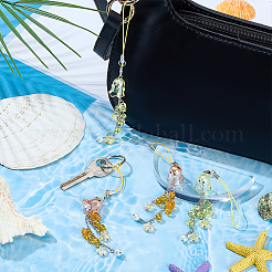 4 шт. 2 цвета Хэллоуин призрак стат акриловые и стеклянные призрачные звезды мобильные ремешки&nbsp;HJEW-WR00022