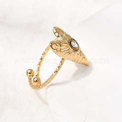 Текстурированное кольцо-манжета из нержавеющей стали 304 со стразами для женщин.&nbsp;RJEW-A091-10G