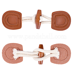 4 пара пряжек из дерева и искусственной кожи&nbsp;DIY-CY0002-24