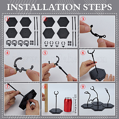 Собранные шестигранные пластиковые стенды для демонстрации фигурок с регулируемым опорным рычагом из сплава&nbsp;ODIS-WH0080-11C