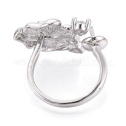 Оправы для колец-манжет из цветочной латуни с микропаве из прозрачного кубического циркония KK-T076-71P