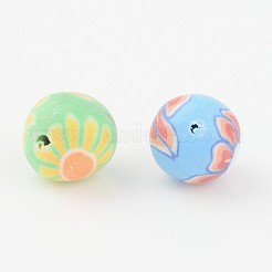 Ручной работы цветочный узор полимерной глины круглые бусины&nbsp;X-CLAY-Q172-M