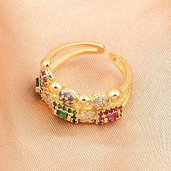 Манжеты из латуни с микро паве кубический цирконий для женщин&nbsp;RJEW-Z113-47G