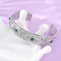 Браслеты-манжеты из нержавеющей стали 304 со стразами для женщин&nbsp;BJEW-R026-01P