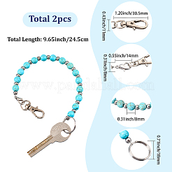 2шт брелок из синтетической бирюзы&nbsp;HJEW-SC0002-27B