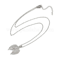 Латунные микропаве прозрачные кубические цирконии ожерелья с подвесками в виде крыльев ангела NJEW-Z088-02P