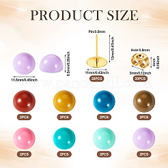 Комплекты украшений для самодельных полукруглых сережек-гвоздиков из непрозрачной смолы&nbsp;DIY-TA0010-78