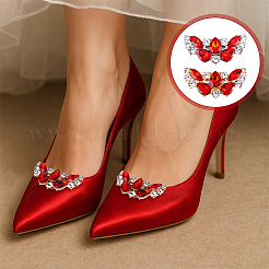 4 шт. 2-цветный сплав крыла со стеклянными стразами и железными пряжками для обуви&nbsp;FIND-PH0027-96B