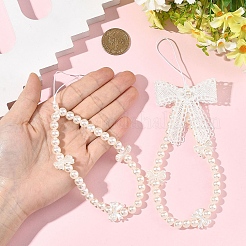 Ремни для мобильных устройств из АБС-пластика с круглыми и бантовыми бусинами&nbsp;HJEW-YW00314-01