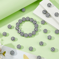 35 шт. круглые бусины с узором «тартан» из высококачественного силикона&nbsp;SIL-HS0001-11