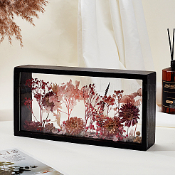 Прямоугольные двухсторонние прозрачные акриловые витрины с деревянными витринами&nbsp;ODIS-WH0038-237C