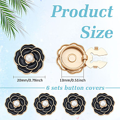 6 шт. запонки из сплава с цветочным узором из смолы&nbsp;FIND-ME0003-15G-01