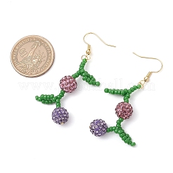 Серьги-подвески в виде диско-шариков с фруктами и паве&nbsp;EJEW-TA00632-03