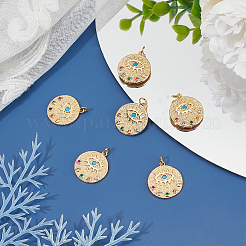 6шт латунные микропаве красочные кубические циркониевые подвески&nbsp;KK-BBC0002-34