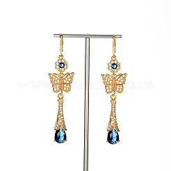 Элегантные серьги-кольца с кисточками из латуни с кубическим цирконием в форме бабочки&nbsp;KG8851