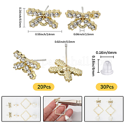 20 шт. фурнитура для сережек-гвоздиков из сплава со стразами&nbsp;FIND-SC0015-59