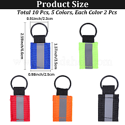 10 шт. 5-х цветные прямоугольные брелки из полиэстера с подвеской&nbsp;KEYC-CN0001-13