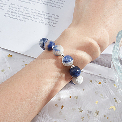 Естественно содалит круглых бусин пряди&nbsp;G-OC0001-91