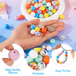 76шт круглые силиконовые фокусные бусины&nbsp;SIL-TA0001-94