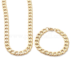 Ионное покрытие (ip) 304 нержавеющая сталь кубинские звенья цепи браслеты и ожерелья ювелирные наборы&nbsp;SJEW-B019-03E-G