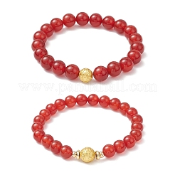 Браслеты из натурального сердолика для пары&nbsp;BJEW-JB12177