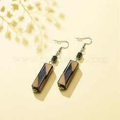 Акриловые кубовидные серьги с подвесками и синтетическим гематитом&nbsp;EJEW-JE04974