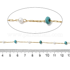 Цепочки ручной работы из нержавеющей стали 304 и синтетических бирюзовых бусин&nbsp;CHS-L031-05G