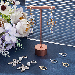 4 пара латунных серег с микропаве из прозрачного кубического циркония с застежкой-молнией&nbsp;KK-BBC0021-97P