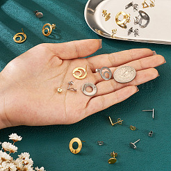 48 шт. 12 стиля фурнитуры для сережек-гвоздиков из нержавеющей стали 201&nbsp;EJEW-TA0001-06