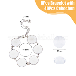 8 шт. браслеты из нержавеющей стали 304 с круглыми кабошонами&nbsp;BJEW-AB00019