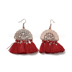 Полукруглые серьги из сплава с кисточками&nbsp;EJEW-E267-05RC