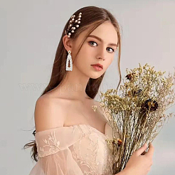 4 пара 4 стильных серег-гвоздиков из золотого сплава с геометрической формой и пластиковыми бусинами с имитацией жемчуга для женщин&nbsp;EJEW-FI0002-57