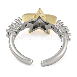 Открытые манжеты из латуни с микропаве и прозрачным фианитом&nbsp;RJEW-Z046-06G-01