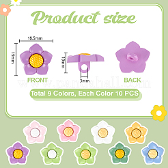 90 шт. 9 цвета пуговицы из смолы с 1 отверстиями&nbsp;BUTT-PH0001-66