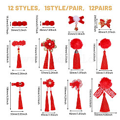 12 пара 12 стилей заколок для волос из полиэстера с кожей аллигатора в новогоднюю тематику&nbsp;PHAR-CA0001-007