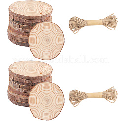 20 шт. плоские круглые необработанные подвески из деревянной щепы&nbsp;WOOD-CP0001-14B