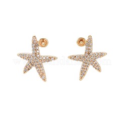 Латунные микро-паве прозрачные серьги-гвоздики из циркония&nbsp;KK-S364-135