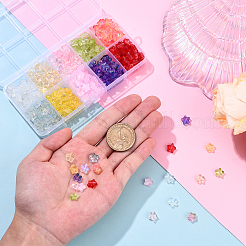 350шт 10 цвета прозрачные окрашенные распылением матовые стеклянные бусины&nbsp;GLAA-YW0005-27