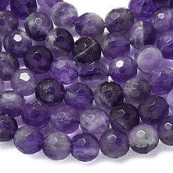 Нити из натуральных шевронных аметистовых бусин&nbsp;G-B165-A09-6mm