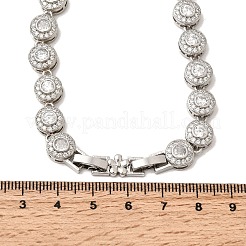 Женские цепочки из латуни с микропаве из прозрачных кубических цирконий и плоскими круглыми звеньями&nbsp;NJEW-B157-18P