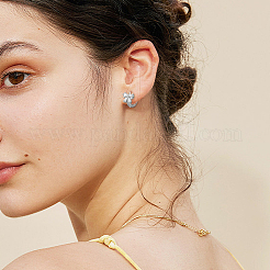 2 пара двухцветных серег-колец из латуни со стразами для женщин&nbsp;EJEW-GO0003-34