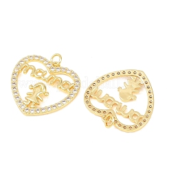 Латунные микропаве прозрачные подвески с фианитом&nbsp;KK-F931-10G