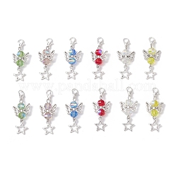 12 шт. 6-х цветные прозрачные гальванические стеклянные подвесные украшения&nbsp;HJEW-JM03144