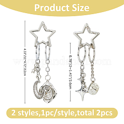 2шт брелок-подвеска в виде звезды и луны из сплава&nbsp;KEYC-FH00046