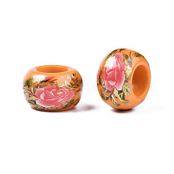 Непрозрачные акриловые бусины rondelle с цветочным принтом&nbsp;SACR-S305-27-I04