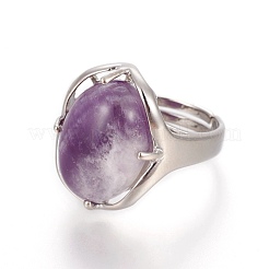 Регулируемые кольца из натурального и синтетического смешанного камня&nbsp;RJEW-O033-G-1