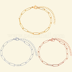 15шт 3 цвета браслеты-цепочки из нержавеющей стали 304&nbsp;BJEW-BBC0001-20